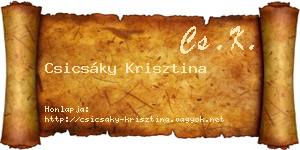 Csicsáky Krisztina névjegykártya